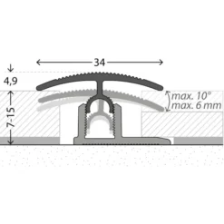Übergangsprofil für Laminat und Multilayer oder Fertigparkett
