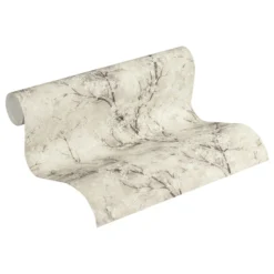 Vliestapete mit Baumdekor in Beige